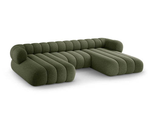 Cosmopolitan Design Panoramische bank Koge 6-zits, chenille groente - 165x348x70cm
