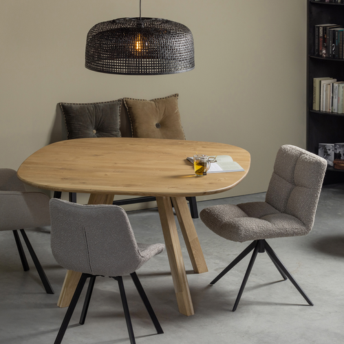 WOOOD draaibare eetkamerstoel Vinny - Bouclé - Zand - 80x48x45