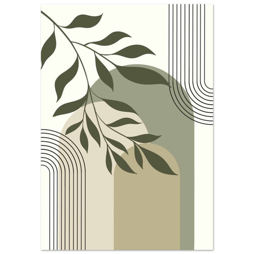 Artfulprints Poster met Lijst Boho – Olive lines   - 50x70 cm - Groen