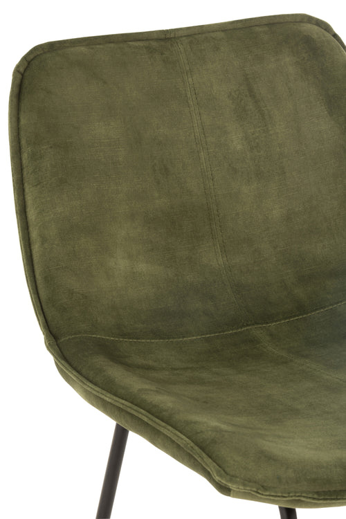 J-Line barstoel Laurent - metaal/textiel - groen - 2 stuks