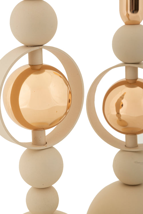 Mauro Ferretti kaarsenhouder - set van 2 - crème/goud