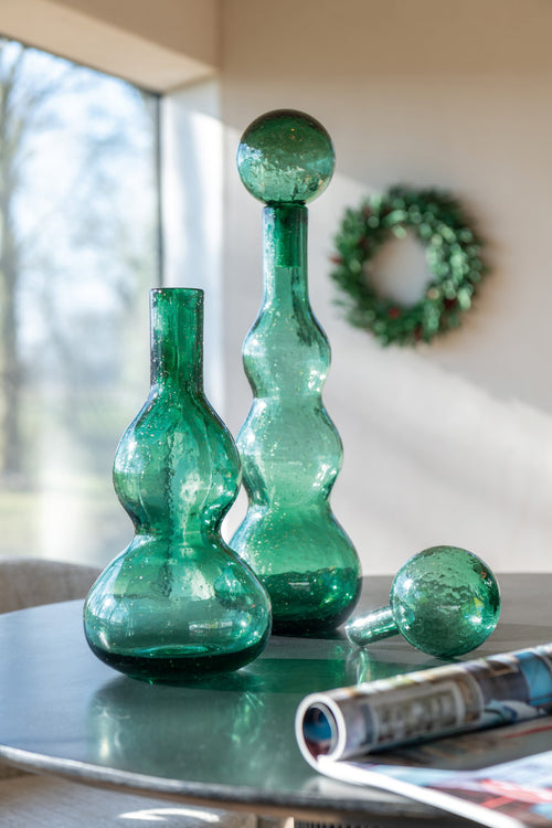 J-Line decoratie Fles + Stop Carol - glas - groen - large