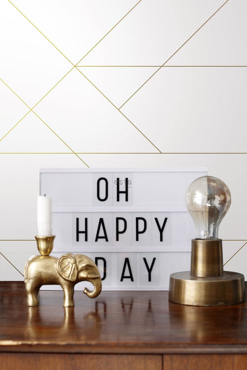 ESTAhome behang grafische lijnen wit en goud - 53 cm x 10.05 m - 139143