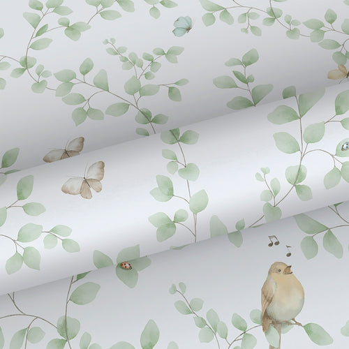 Sanders & Sanders behang bloemen en vogels lichtgroen en wit - 53 cm x 10.05 m - 640625