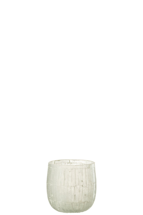 J-Line windlicht Mozaiek - glas - lichtgrijs - medium - vtwonen shop