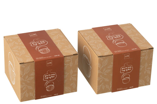 J-Line theepot - metaal - bruin - 2 stuks