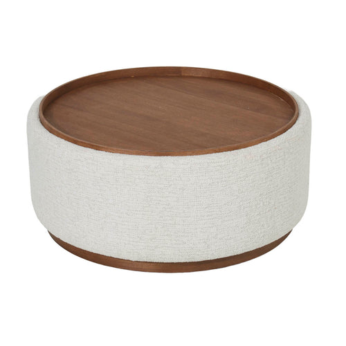 DÉJA Living Salontafel Marcia - Rond Beige/Walnoot - Incl. Opbergruimte - Ø55cm