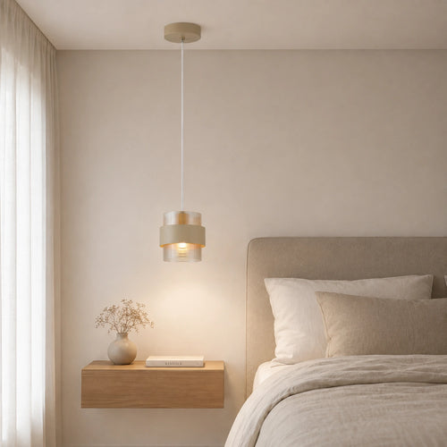 Searchlight hanglamp Royal - 1 lichts - 18  x 120   cm - beige