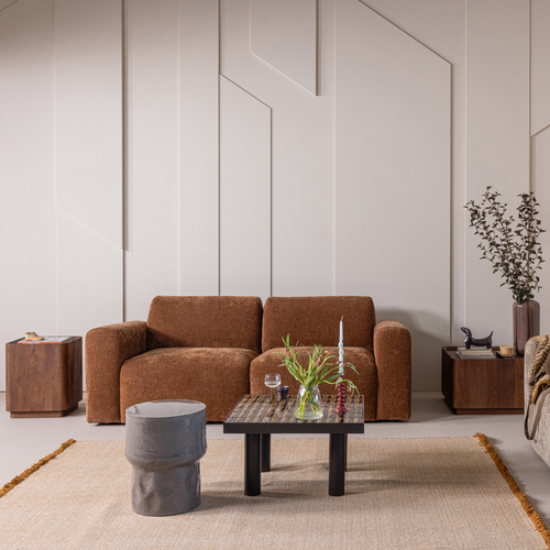 WOOOD 2-zits bank slub Umina - Chenille - Lichtbruin