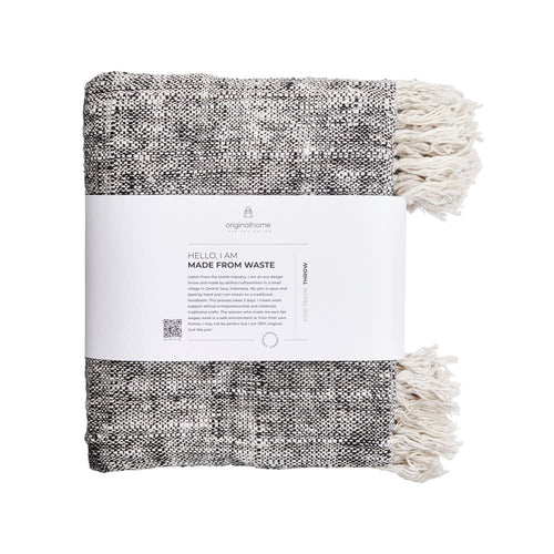 Originalhome plaid gerecycled katoen zwart-wit - 200x125 cm