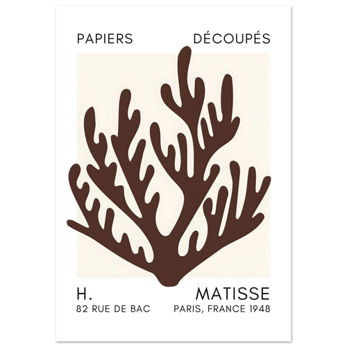 Artfulprints Poster met Lijst Matisse – Coral harmony brown   - A4 21x29.7 cm - Bruin
