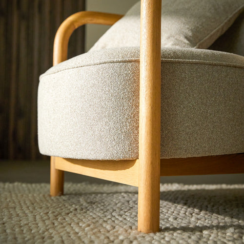 Tikamoon Fauteuil in massief eikenhout en grijze stof - Grijs