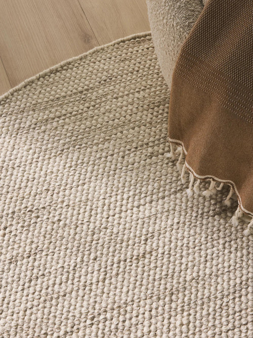 benuta wollen vloerkleed Rocco - crème - ø 100 cm