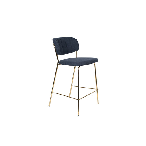 Housecraft Living Jolien Barkrukken rugleuning 65 cm Goud/ Donkerblauw - Set van 2
