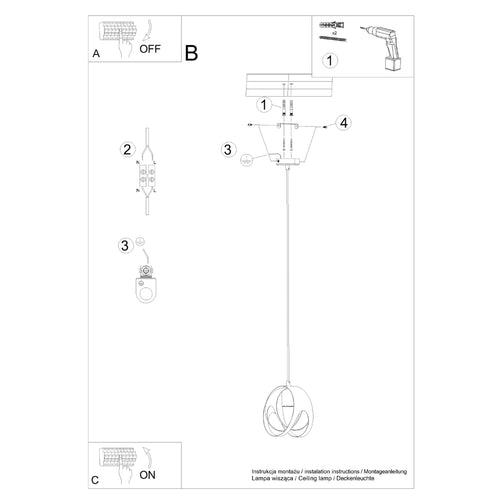 Sollux Lighting Hanglamp TULOS 1 zwart - 16x16x125cm