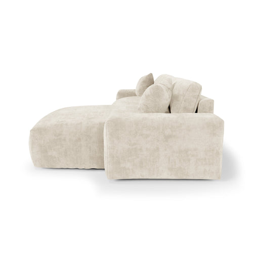 Premium Interiors - Linkerhoekbank CHEER - gewaafd fluweel beige 312cm