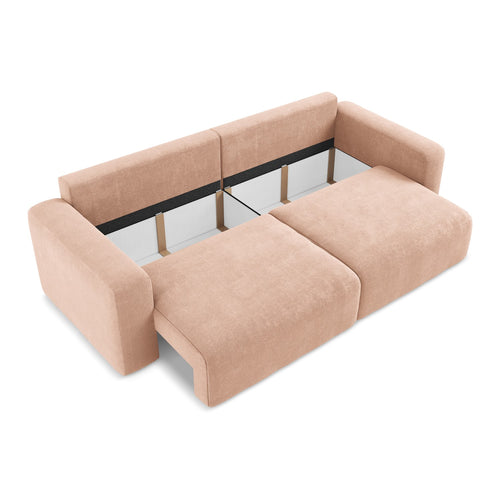 LaMiaSofa 3-zits slaapbank Ostia - chenille stof - perzik - 244x102x79