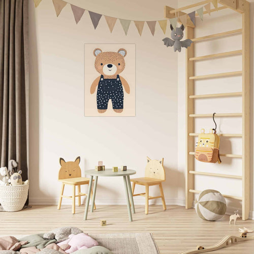 Artfulprints  Stoere beer in tuinbroek   poster 30x40 cm - vtwonen shop