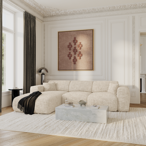 Sia Home - Hoekbanken YUMA - Fluweel met structuur - Beige - 283cm