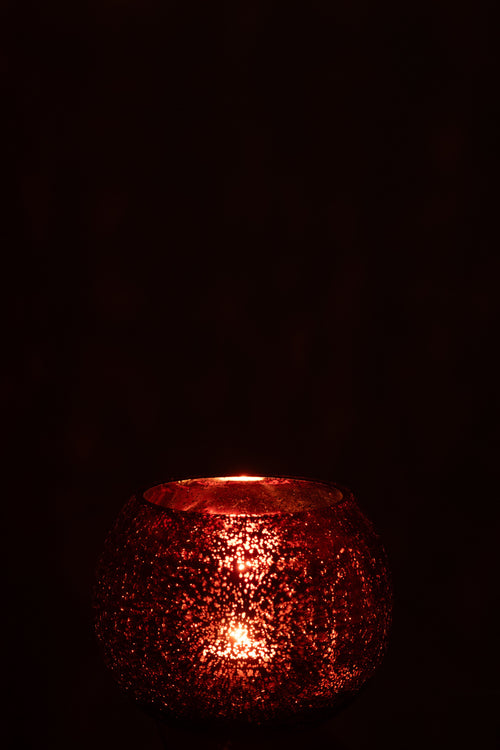 J-Line theelichthouder Bal Craquelé - glas - roze - medium