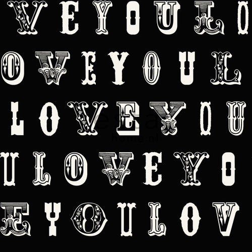ESTAhome behang love you - quotes zwart en wit - 53 cm x 10.05 m - 136836
