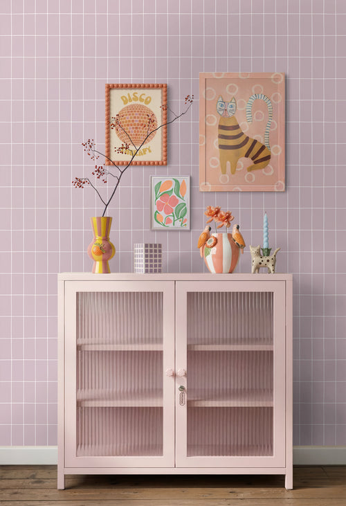 ESTAhome behang kleine tegeltjes paars - 50 x 900 cm - 131793