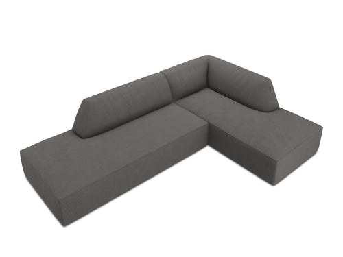 Micadoni rechter hoekbank Ruby 4-zits, ribfluwelen, donkergrijs - 180x273x69cm