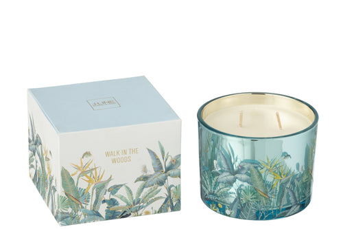 J-Line geurkaars Walk In The Woods - Woody Blush - glas - blauw - small - 30U