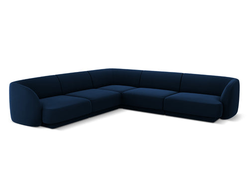 Micadoni Symmetrische hoekbank Miley 5-zits, flueel, koningsblauw - 255x255x70cm