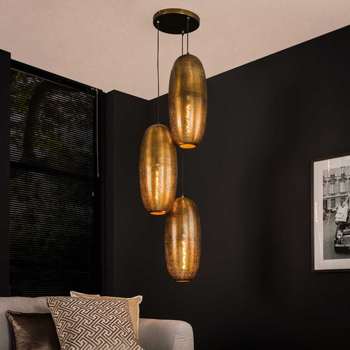 Giga Meubel Hanglamp Cosmic - Brons Antiek - 3-Lichts - 45x45x180cm