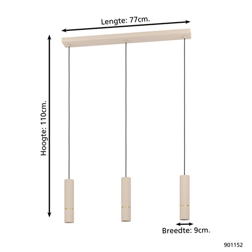 EGLO hanglamp Caminia - gu10 - 77 cm - zandkleur/beige/goud - vtwonen shop