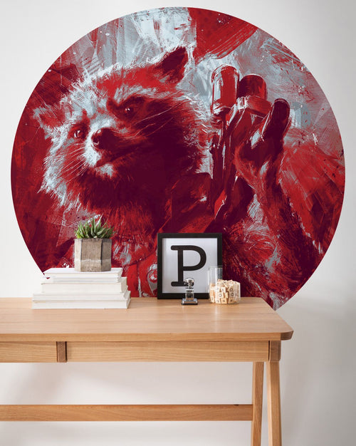 Sanders & Sanders zelfklevende behangcirkel The Avengers Rocket Raccoon rood Ø 128 cm 611778