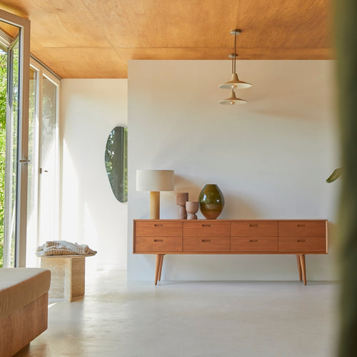 Tikamoon Lage massief mahoniehouten ladekast - Naturel - vtwonen shop