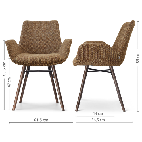 Nolon Nena-Eef eetkamerstoel bruin blend - walnoot houten onderstel
