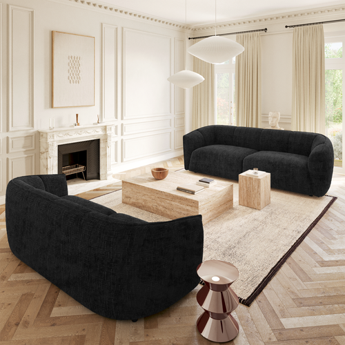 Sia Home - Rechte bank NAMI - Fluweel weefsel - Zwart - 228cm - vtwonen shop