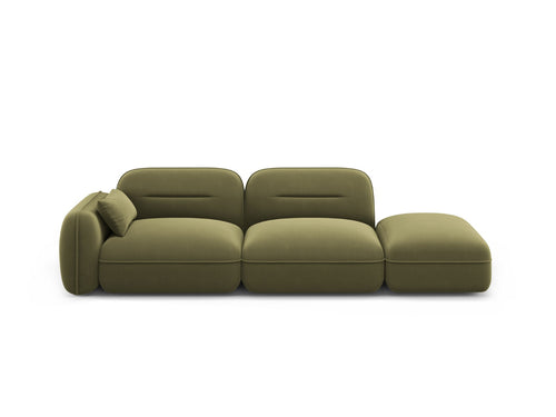 Cosmopolitan Design Rechte modulaire bank Sydney 3-zits, flueel, lichtgroen - 90x295x70cm