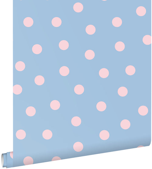 ESTAhome behang stippen blauw en roze - 50 x 900 cm - 131577 - vtwonen shop