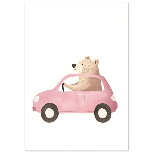 Artfulprints Poster Avontuur op wielen   - 70x100 cm - Roze