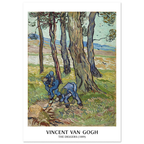 Artfulprints Poster met Lijst Vincent van Gogh - The diggers   - A4 21x29.7 cm - Groen