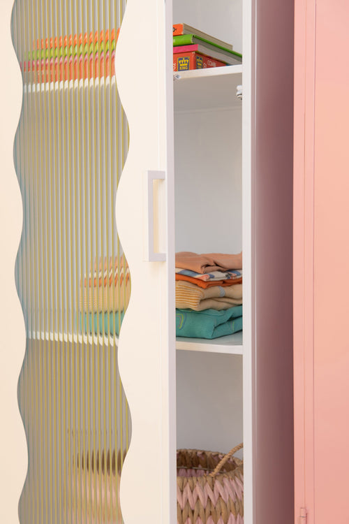 J-Line decoratie Kast - polyresin - ijzer/glas - wit