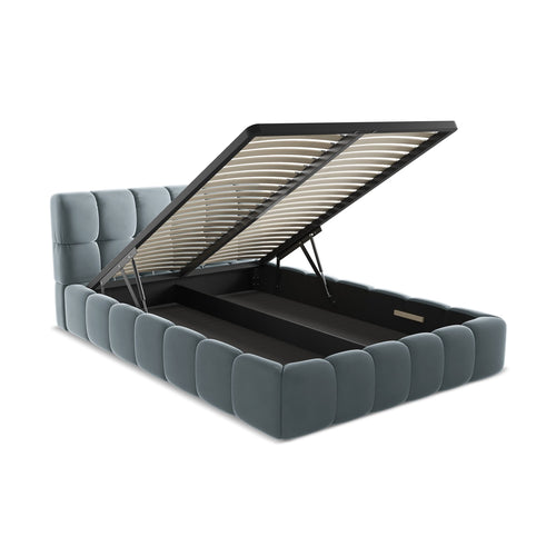LaMiaSofa Bed met opbergruimte Roma - velours - lichtblauw - 160x228x82
