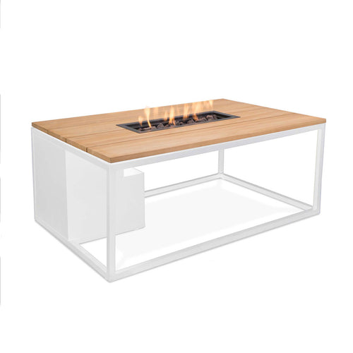 Cosi Fires Cosiloft lounge vuurtafel 120 cm wit - teak top - vtwonen shop