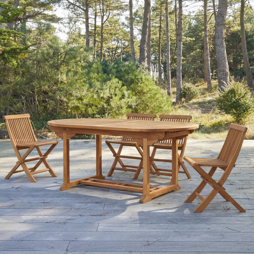 Tikamoon Ovale tuinset in massief acaciahout met 8 stoelen - Bruin
