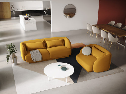Cosmopolitan Design Bank Tulum 2-zits, flueel, geel - 90x180x70cm