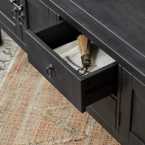 Tikamoon Massief grenen tv-meubel 170 cm - Zwart - vtwonen shop