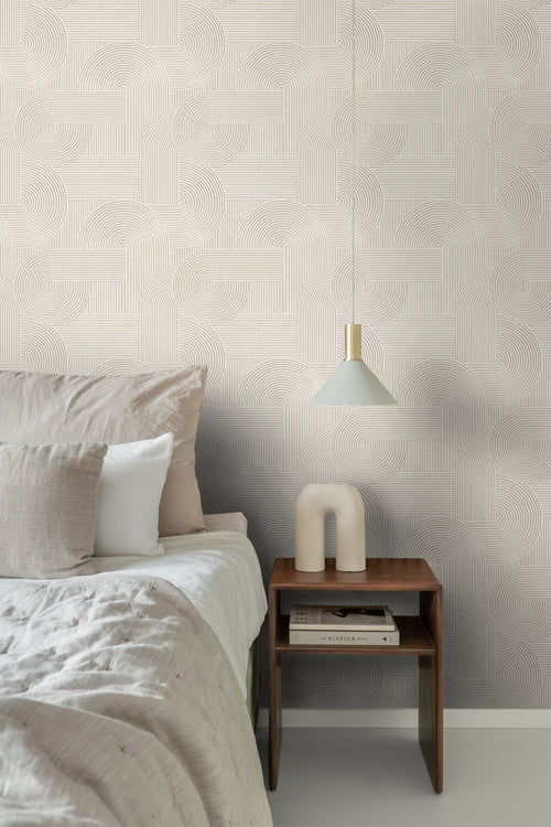 Origin Wallcoverings behang grafisch 3D motief warm grijs - 53 cm x 10.05 m - 348014 - vtwonen shop