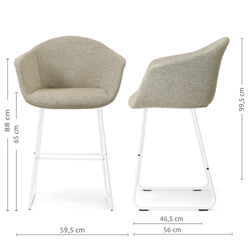 Nolon Nino-Otis barkruk taupe melange - wit onderstel - 65 cm - vtwonen shop