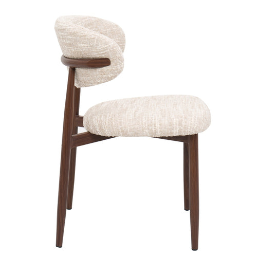 DÉJA Living Eetkamerstoel Skara - Beige/Walnoot - Set van 2