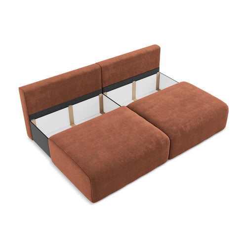 LaMiaSofa 3-zits slaapbank Ostia - chenille stof - terracotta - 216x102x79