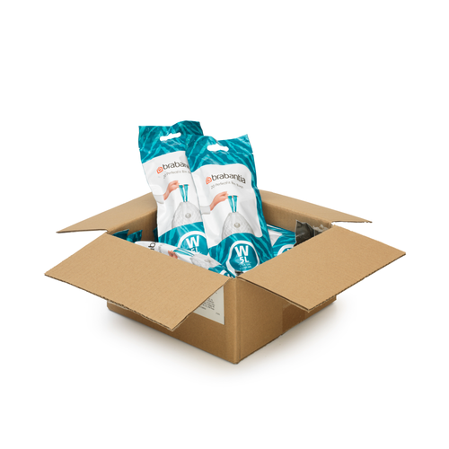 Brabantia PerfectFit afvalzak met trekbandsluiting, code W, 5 liter, 20 stuks/rol 137884 - White